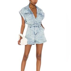 BLANK NYC Light Wash Denim Romper Shorts - Women's Jeans Style